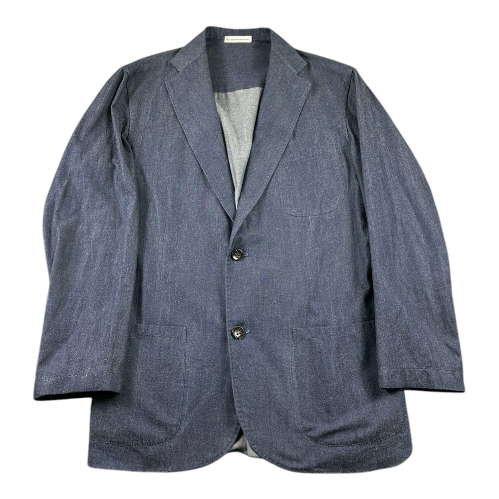 Mario Muscariello Bespoke Blue Chambray Unlined Blazer 38R Italy SNB11149